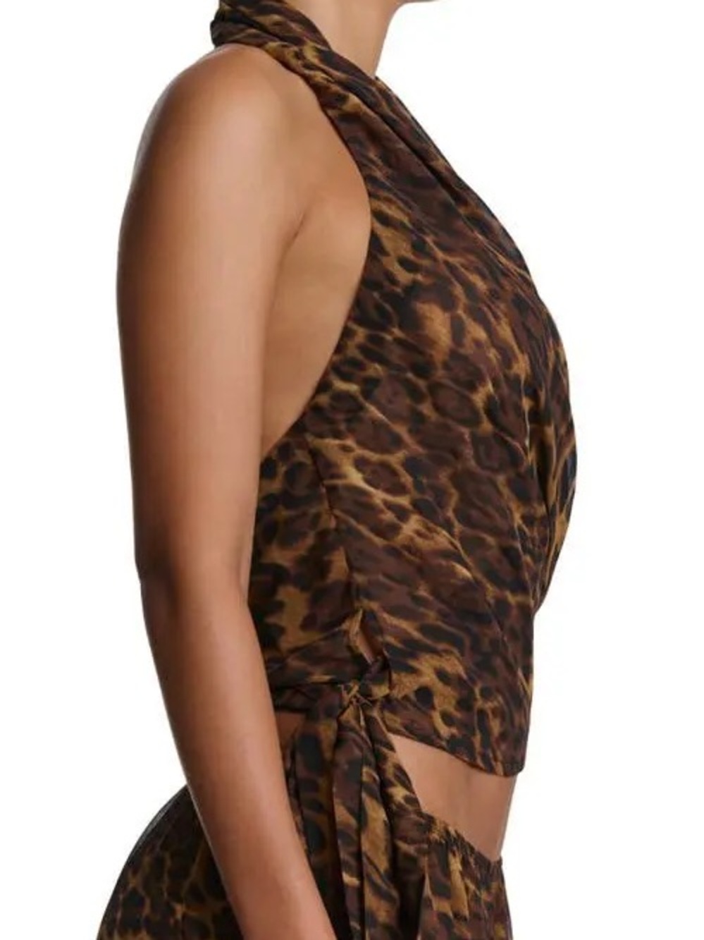 NWT Naked Wardrobe Sz XL Leopard Print Sheer Chiffon Halter Top - Picture 3 of 14
